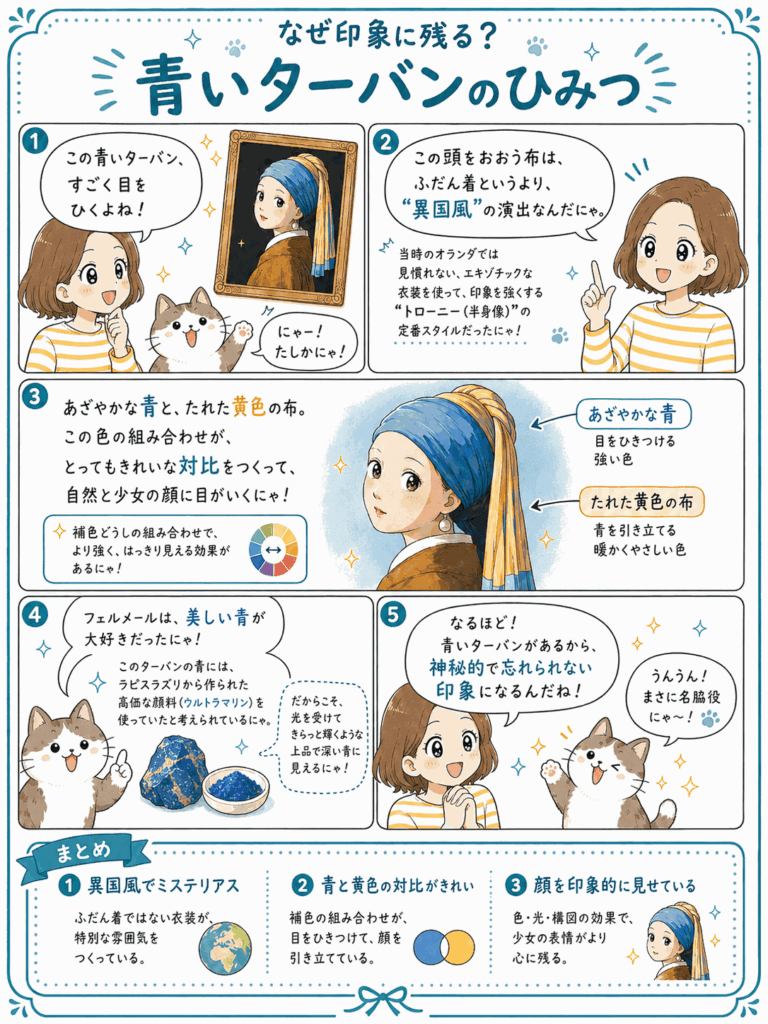 漫画でわかる《真珠の耳飾りの少女》ターバンと青_01