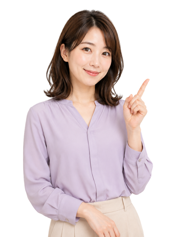 骨董品査定について案内する女性